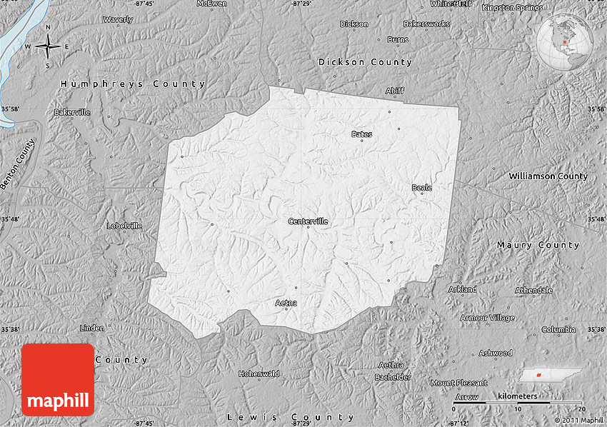Gray Map of Hickman County