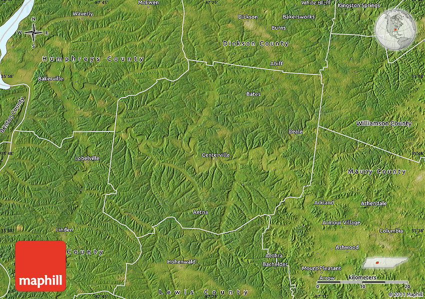 Satellite Map of Hickman County