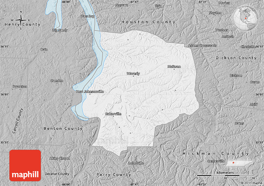 Gray Map of Humphreys County
