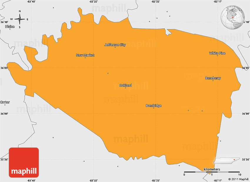political simple map of jefferson county single color outside borders labels