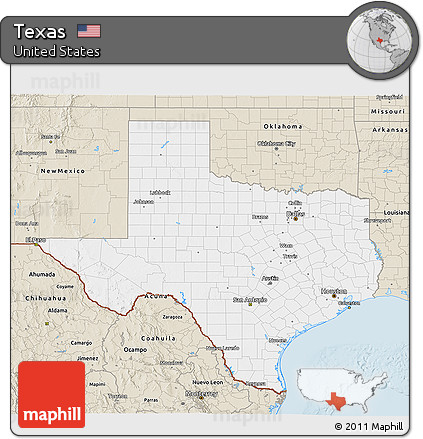 Classic Style 3D Map of Texas