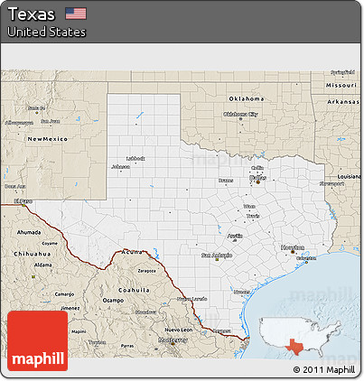 Classic Style 3D Map of Texas
