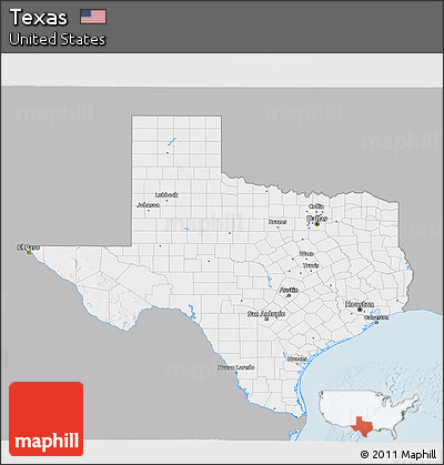 Gray 3D Map of Texas, single color outside