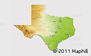 Physical 3D Map of Texas, cropped outside