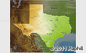 Physical 3D Map of Texas, darken