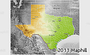 Physical 3D Map of Texas, desaturated