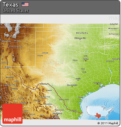 Physical 3D Map of Texas