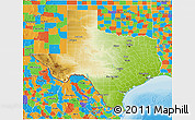 Physical 3D Map of Texas, political outside
