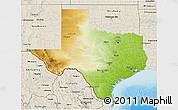 Physical 3D Map of Texas, shaded relief outside