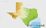 Physical 3D Map of Texas, single color outside