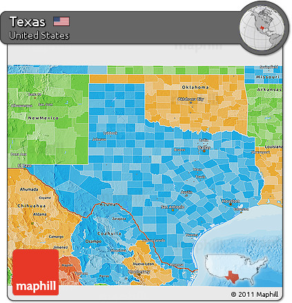 Political Shades 3D Map of Texas