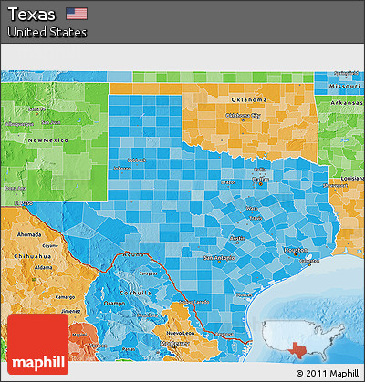 Political Shades 3D Map of Texas