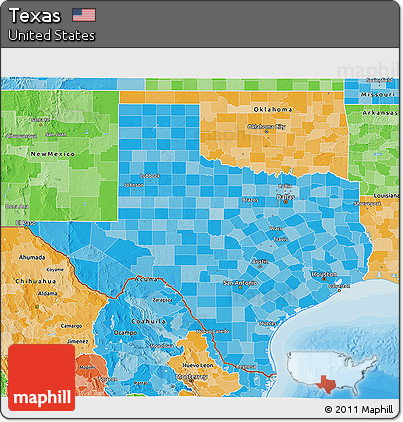 Political Shades 3D Map of Texas