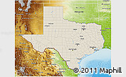 Shaded Relief 3D Map of Texas, physical outside