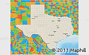 Shaded Relief 3D Map of Texas, political outside