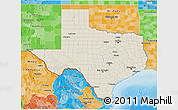 Shaded Relief 3D Map of Texas, political shades outside