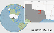 Savanna Style Location Map of ZIP code 75002, highlighted country, highlighted state, hill shading