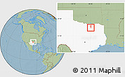 Savanna Style Location Map of ZIP code 75002, highlighted state, hill shading