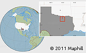Savanna Style Location Map of ZIP code 75007, highlighted country, highlighted state, hill shading