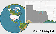 Satellite Location Map of ZIP code 75009, highlighted country, highlighted state