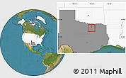 Satellite Location Map of ZIP code 75010, highlighted country, highlighted state