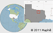 Savanna Style Location Map of ZIP code 75010, highlighted country, highlighted state, hill shading