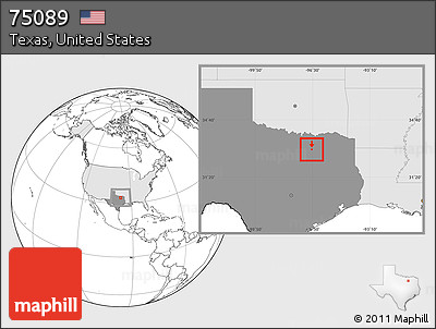Blank Location Map of ZIP Code 75089, highlighted country, highlighted state