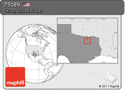 Blank Location Map of ZIP Code 75089, highlighted country, highlighted state