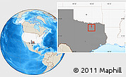 Shaded Relief Location Map of ZIP code 75089, highlighted country, highlighted state