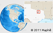 Shaded Relief Location Map of ZIP code 75089, highlighted county, highlighted state