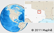 Shaded Relief Location Map of ZIP code 75089, highlighted state