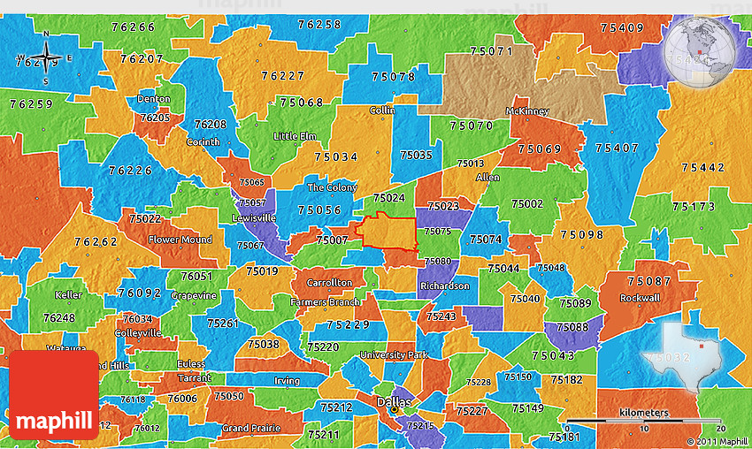 Collin County Zip Code Map Political 3D Map Of Zip Code 75093