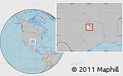 Gray Location Map of ZIP code 75149, highlighted county, hill shading