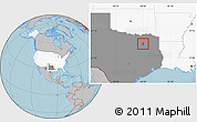 Gray Location Map of ZIP code 75169, highlighted country, highlighted state, hill shading