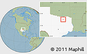Savanna Style Location Map of ZIP code 75173, highlighted state, hill shading