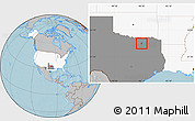 Gray Location Map of ZIP code 75407, highlighted country, highlighted state, hill shading