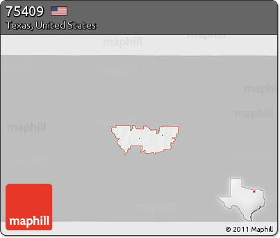Gray 3D Map of ZIP Code 75409, single color outside