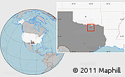 Gray Location Map of ZIP code 75409, highlighted country, highlighted state, hill shading