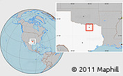 Gray Location Map of ZIP code 75424, highlighted state, hill shading
