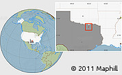 Savanna Style Location Map of ZIP code 75424, highlighted country, highlighted state, hill shading