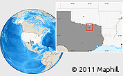 Shaded Relief Location Map of ZIP code 75424, highlighted country, highlighted state
