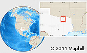 Shaded Relief Location Map of ZIP code 75424, highlighted state