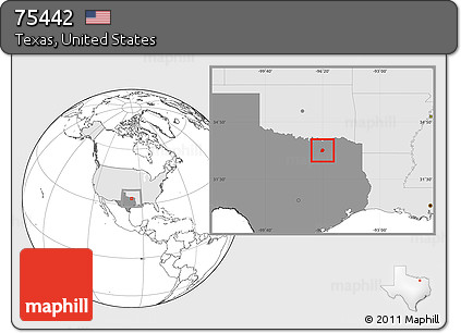 Blank Location Map of ZIP Code 75442, highlighted country, highlighted state