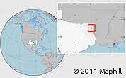 Gray Location Map of ZIP code 75563, highlighted state, hill shading