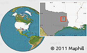 Satellite Location Map of ZIP code 75784, highlighted country, highlighted state