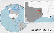 Gray Location Map of ZIP code 75789, highlighted country, highlighted state, hill shading