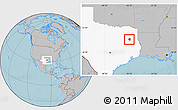 Gray Location Map of ZIP code 75789, highlighted state, hill shading