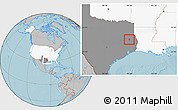 Gray Location Map of ZIP code 75901, highlighted country, highlighted state, hill shading