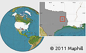 Satellite Location Map of ZIP code 75925, highlighted country, highlighted state