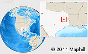 Shaded Relief Location Map of ZIP code 75925, highlighted state